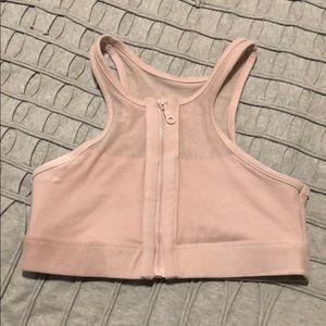 Dusty Pink zip up sports bra